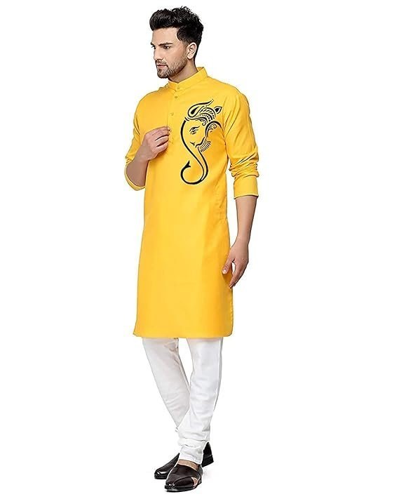 Men's Cotton Blend Printed Straight Kurta only - Image 2