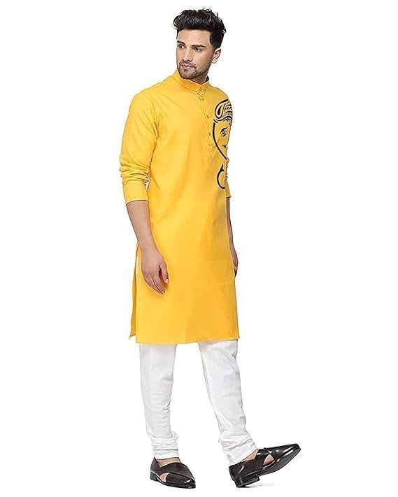 Men's Cotton Blend Printed Straight Kurta only - Image 3