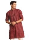 Shvaas By Vastramay Solid Regular Men's Maroon Cotton Kurta