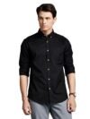 Men Slim Fit Self Design Spread Collar Casual Shirt