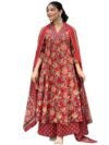 GoSriKi Women's Rayon Viscose Anarkali Printed Kurta with Palazzo & Dupatta