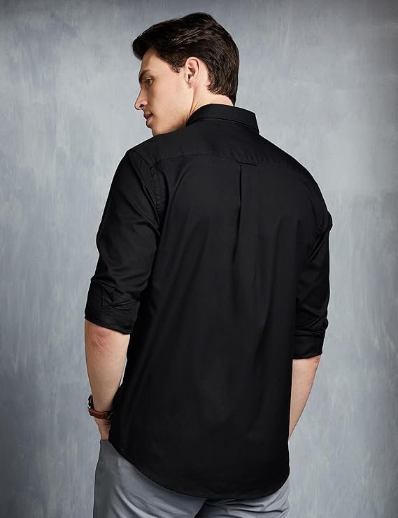 Men Slim Fit Self Design Spread Collar Casual Shirt - Image 2