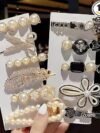 Annacreations Korean Fashion Style Pearl Rhinestone Metal Hair Clips Hair Pin