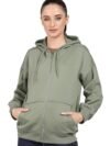 Alan Jones Clothing Cotton Blend Oversize Zipper Women's Hooded Neck Sweatshirt