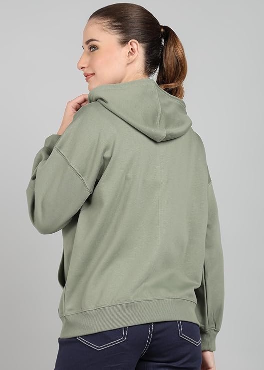 Alan Jones Clothing Cotton Blend Oversize Zipper Women's Hooded Neck Sweatshirt - Image 3
