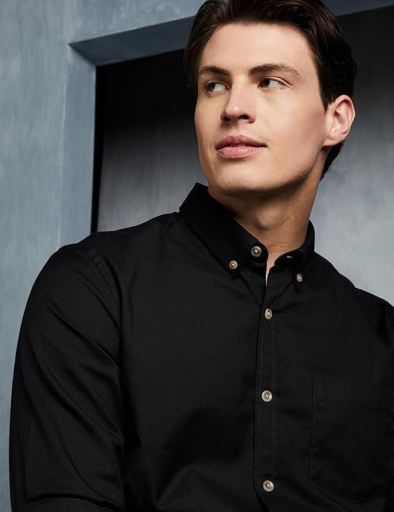 Men Slim Fit Self Design Spread Collar Casual Shirt - Image 3