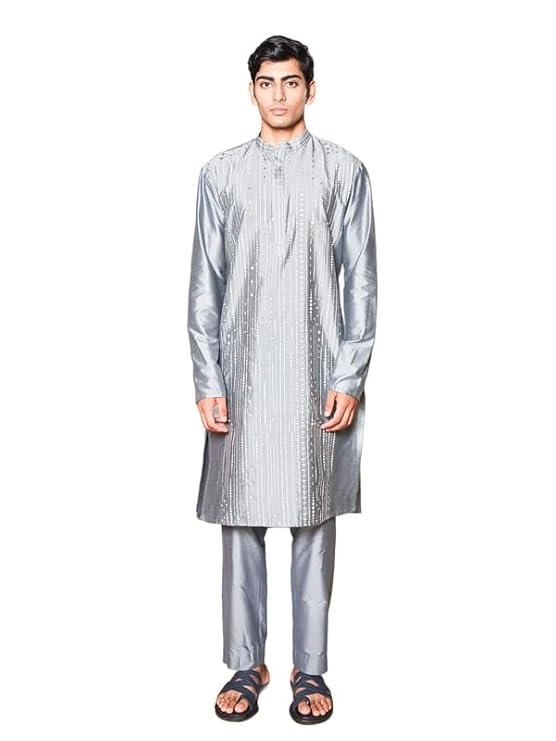 Maruta Sky Blue Embroidered Katan Kurta for Men – Elegant, and Perfect for Festive & Special Occasions
