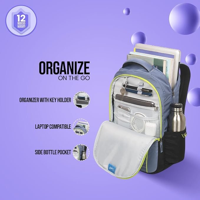 Skybags Graf Plus 02 22 Litre 48Cm 3 Compartment Laptop Backpack Grey - Image 2