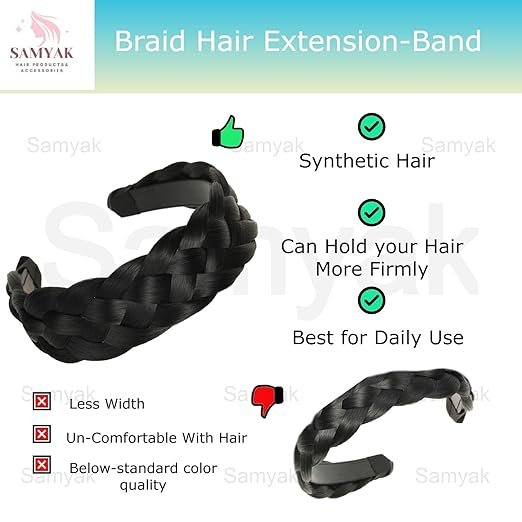 Samyak Synthetic Hair Braided Hair Band 4 Plaited - Image 2