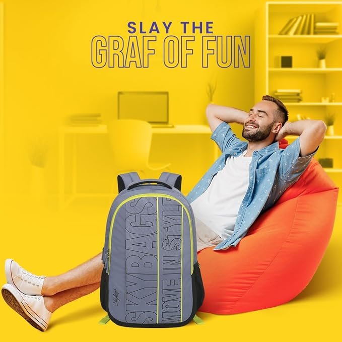 Skybags Graf Plus 02 22 Litre 48Cm 3 Compartment Laptop Backpack Grey - Image 3