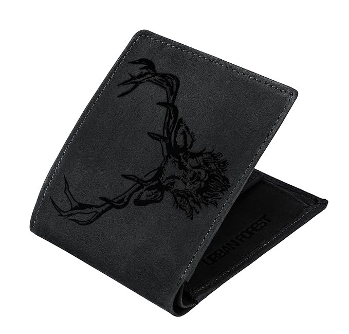 URBAN FOREST Matt Vintage Black Leather Wallet for Men - Image 2