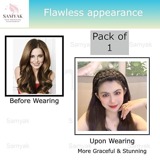 Samyak Synthetic Hair Braided Hair Band 4 Plaited - Image 3