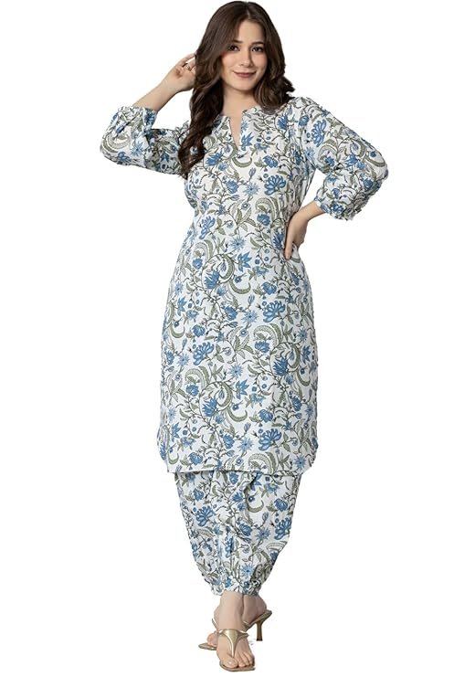 rytras Women's Cotton Kurta Set with Palazzo Pants - Image 3