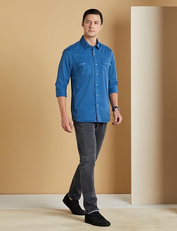 Symbol Premium Men's Casual Washed Cotton Twill Shirt (Regular Fit) - Image 3
