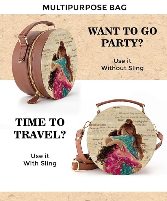 Kalankit Round Sling Bag For Women, Travel Crossbody Bags For Women - Image 3