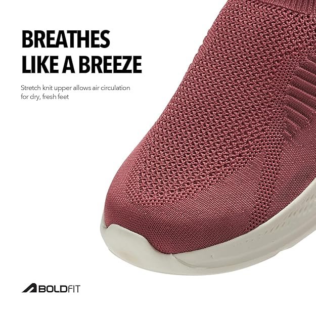 Boldfit Breathable Slip-On Women Walking Shoes with Knit Upper - Image 2
