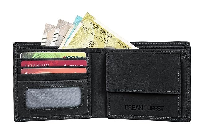URBAN FOREST Matt Vintage Black Leather Wallet for Men - Image 3